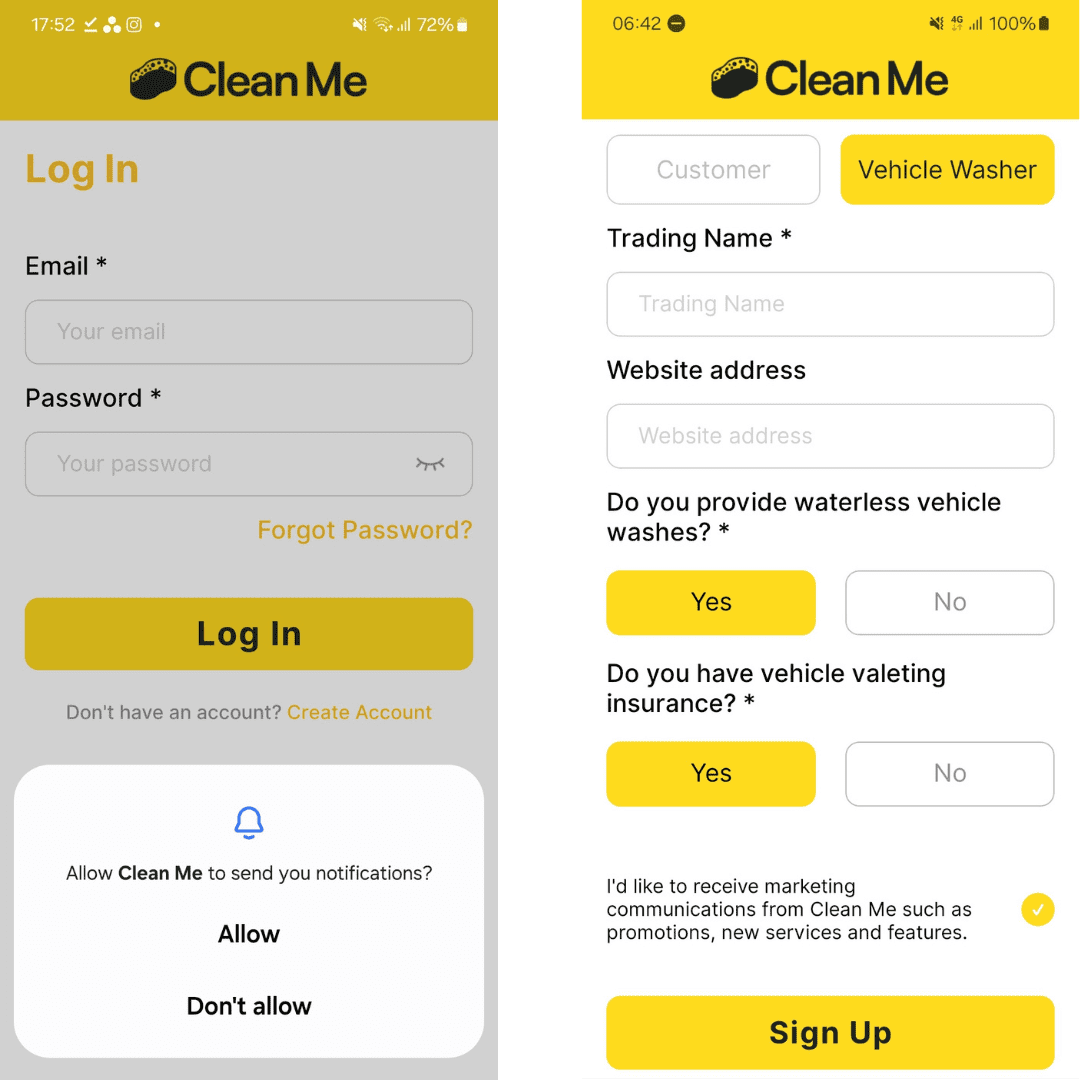 Setting up your washer account