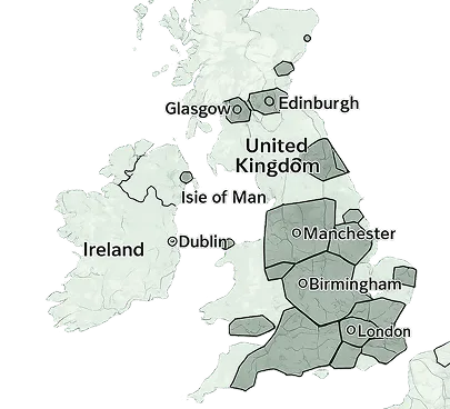 A map showing the locations Clean Me operates in